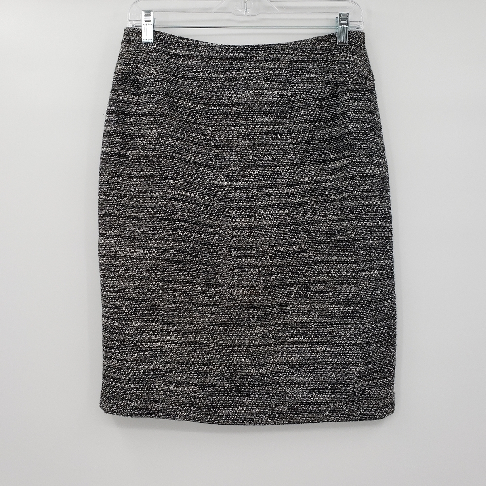 Kay Unger Black White Tweed Pencil Skirt